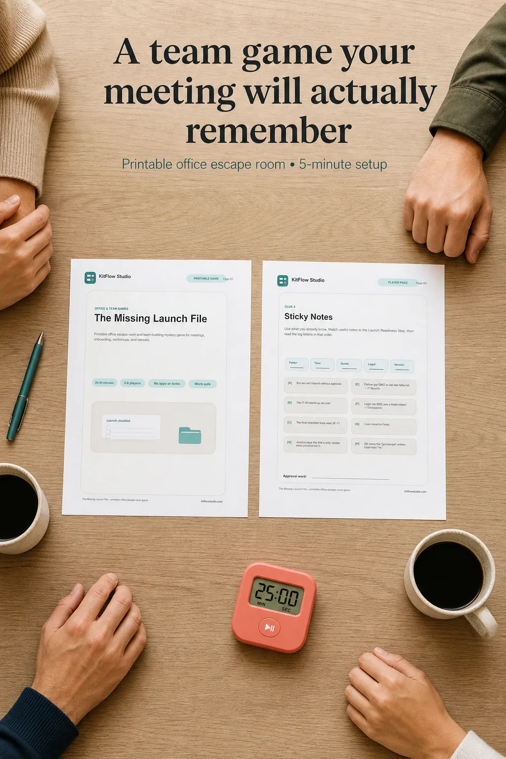 The Missing Launch File printable office escape room game preview
