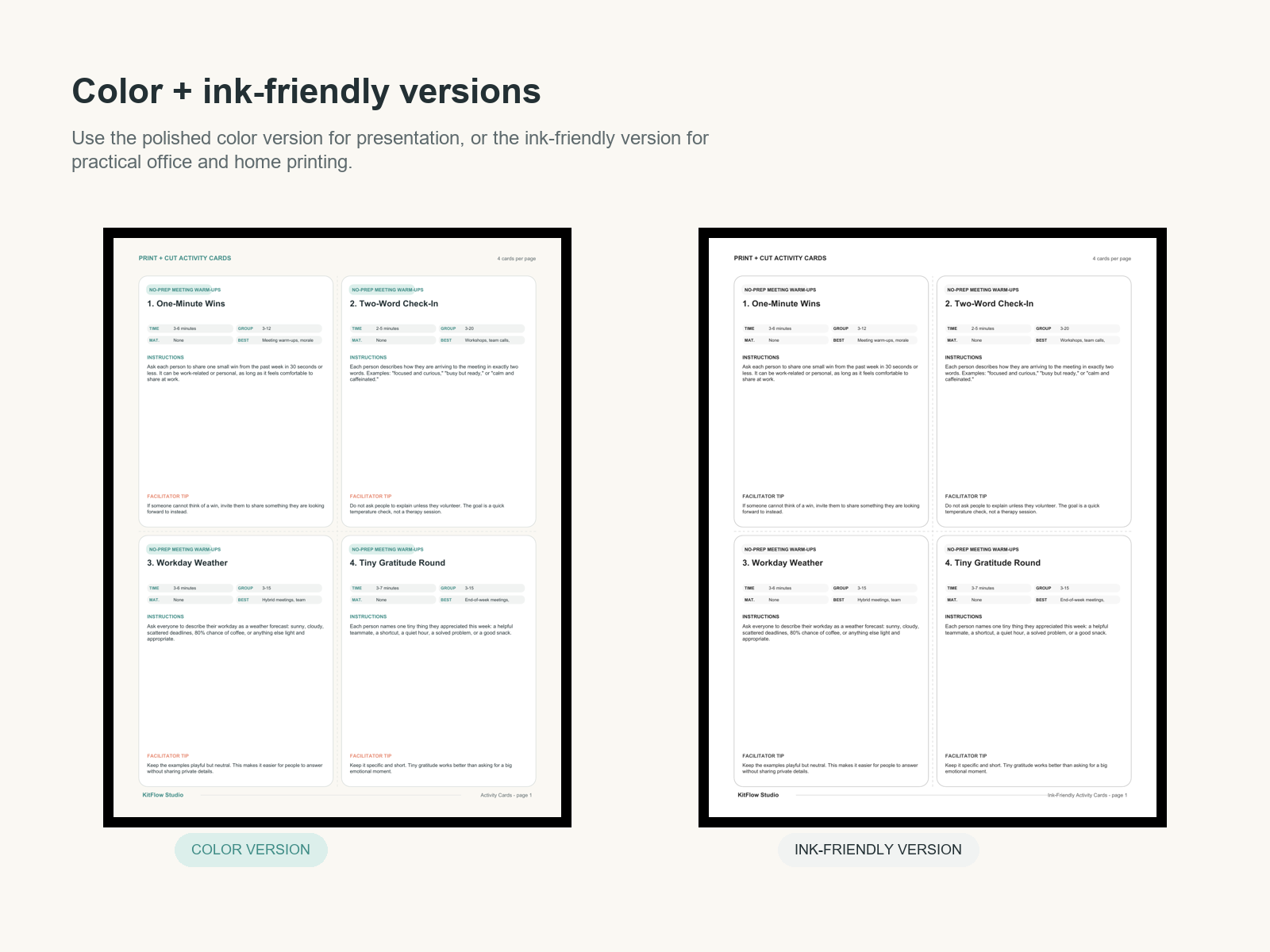 Color and ink-friendly preview