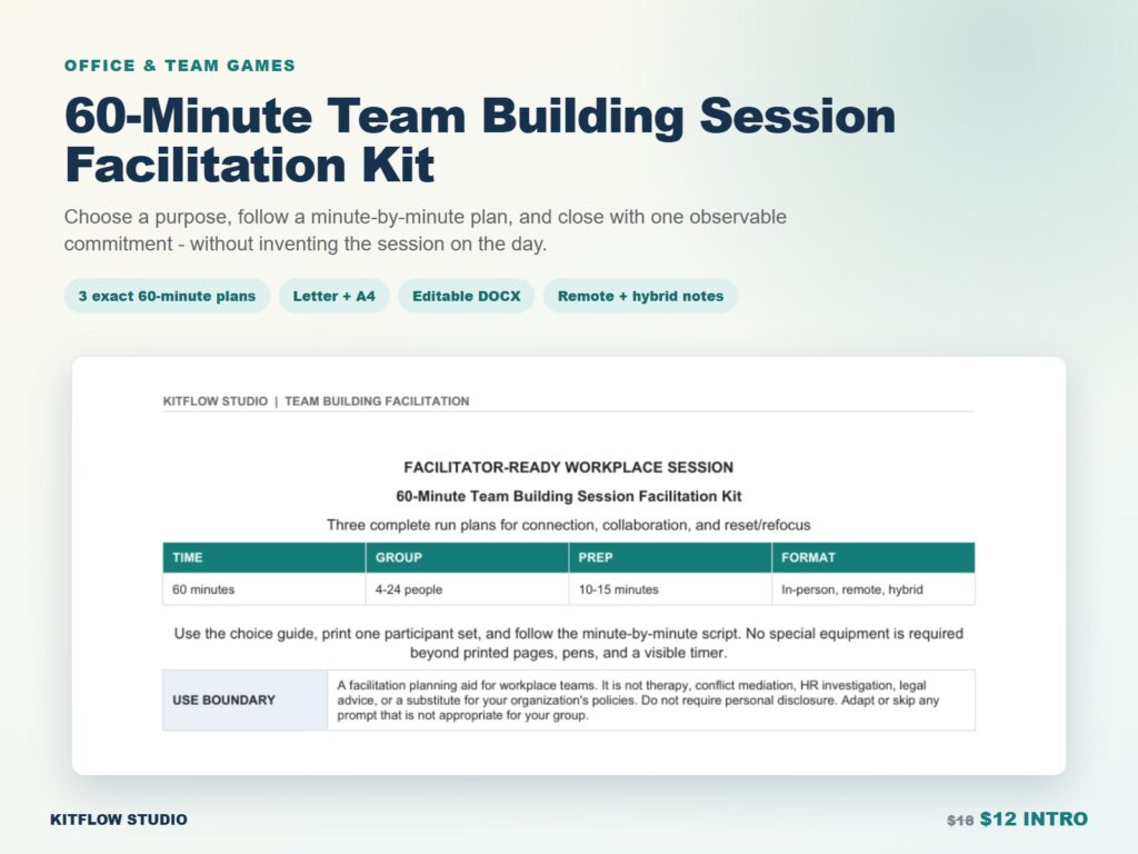 60-Minute Team Building Session Facilitation Kit preview