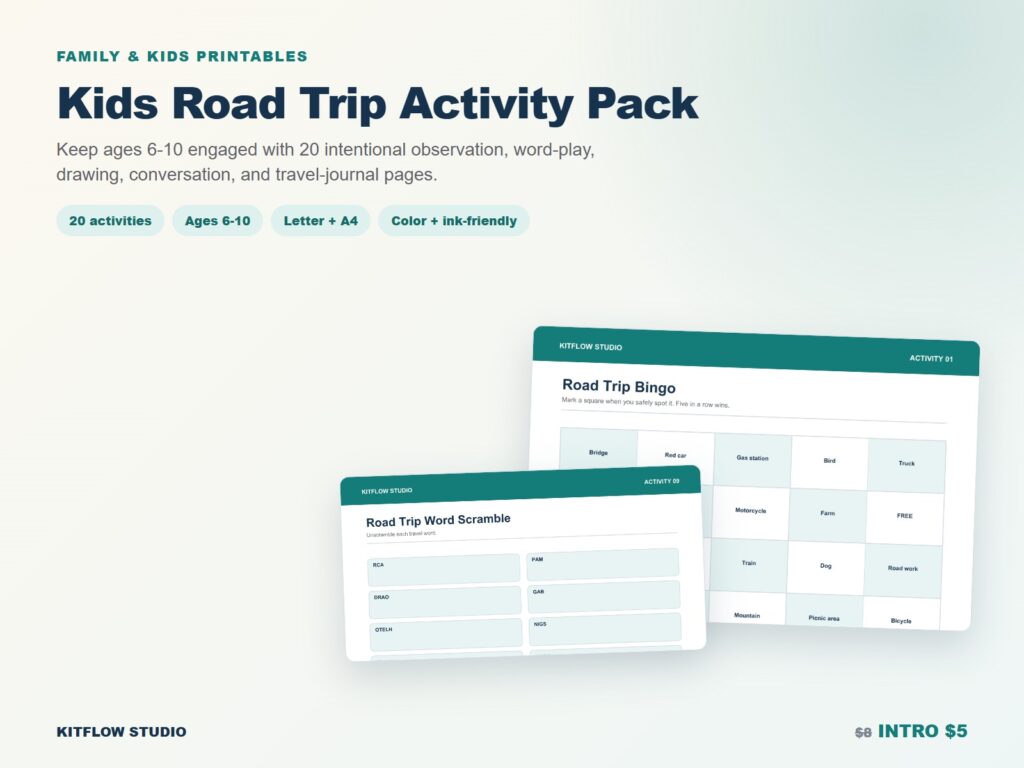 Kids Road Trip Activity Pack preview