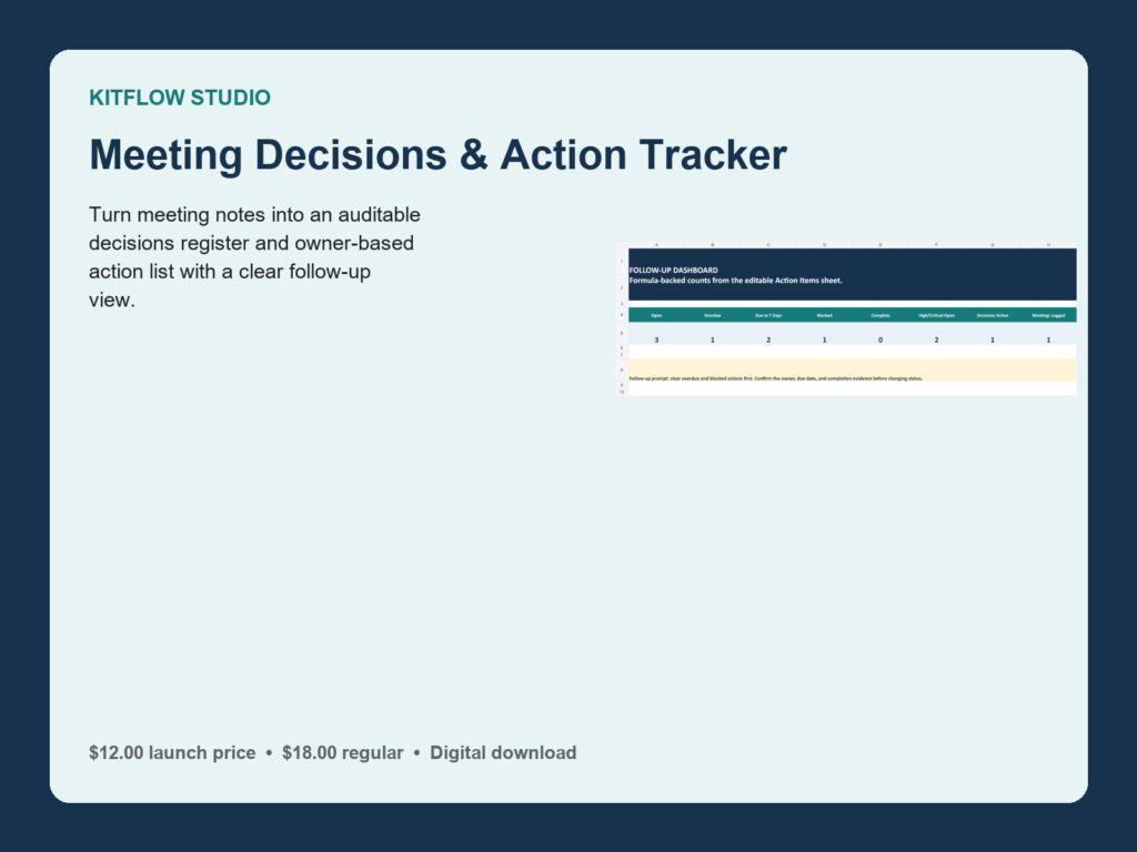 How to Turn Meeting Notes into a Decision Log and Action Tracker guide preview