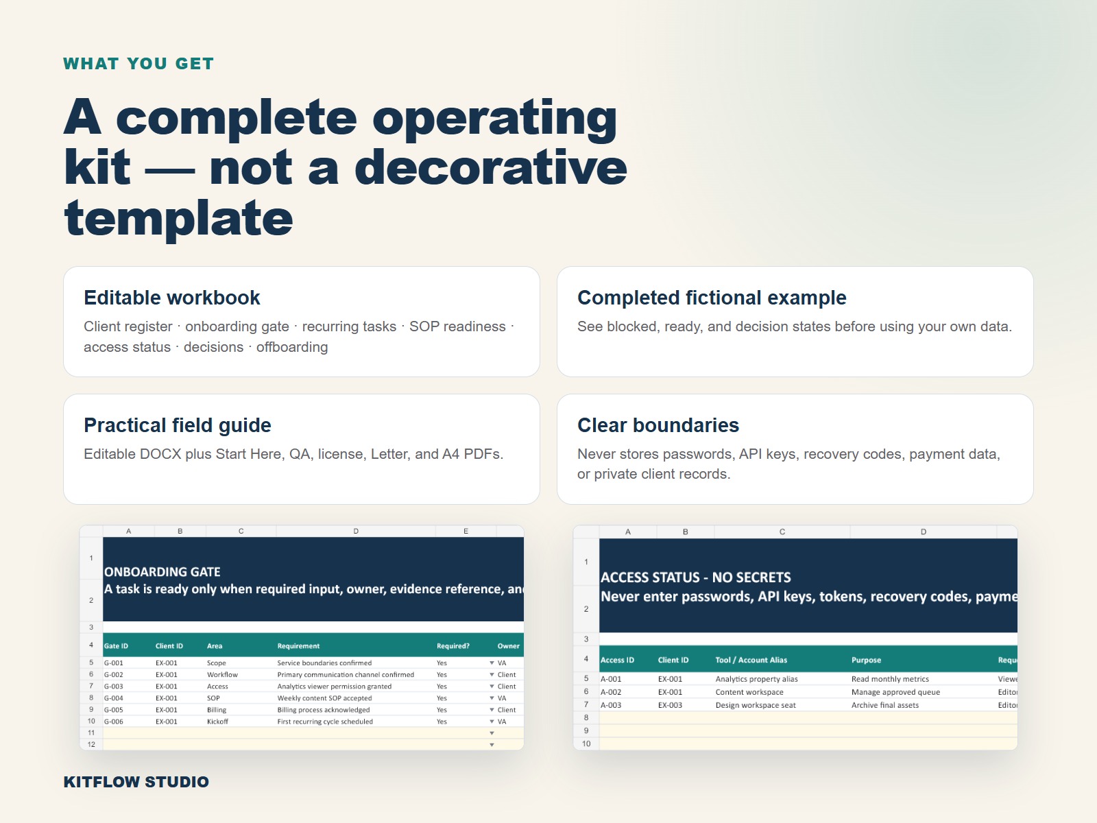 Included files in the VA client operations template
