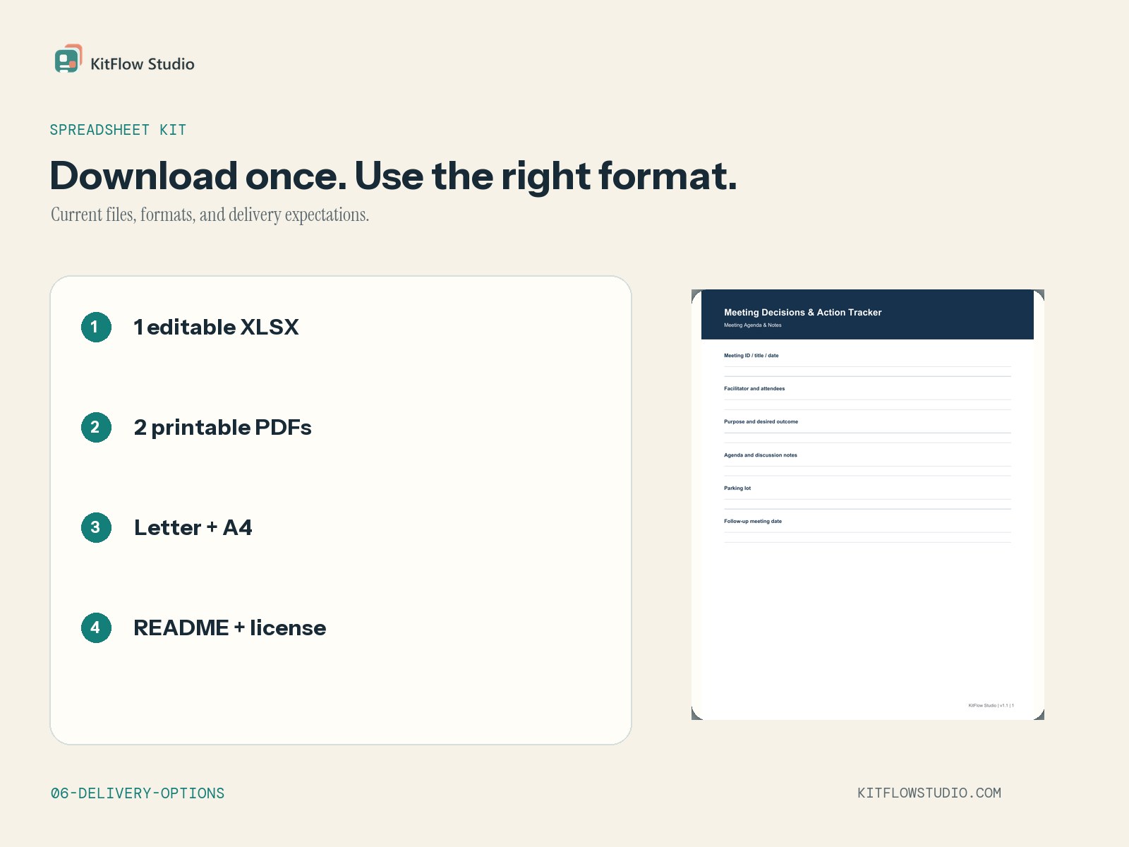 Digital delivery and file compatibility for the Meeting Decisions tracker